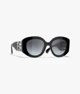 Ovales Acetate & perles de murano, Noir