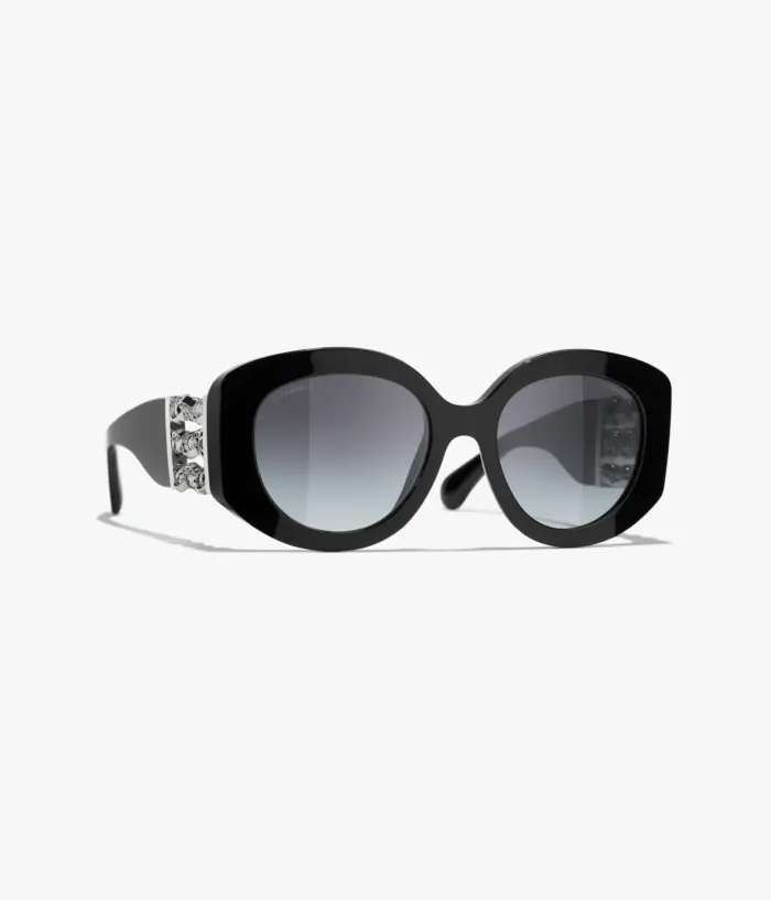 Ovales Acetate & perles de murano, Noir
