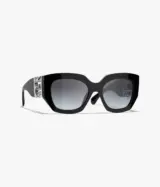 Papillon Acetate & perles de murano, Noir