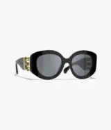 Ovales Acetate & perles de murano, Noir