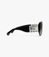 Ovales Acetate & perles de murano, Noir