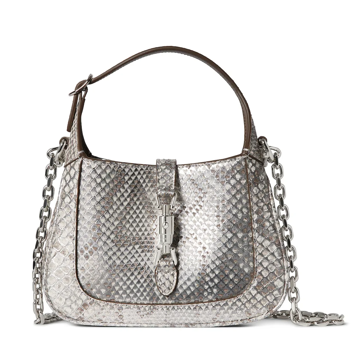 Sac Gucci Jackie 1961 mini format en cuir python — argenté métallisé