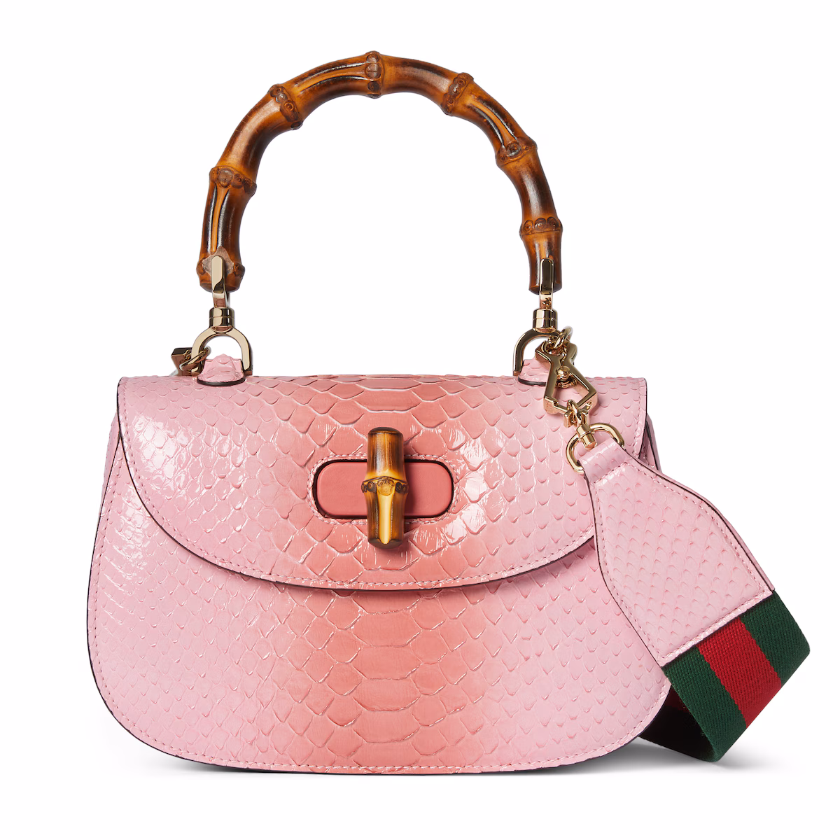 Sac Gucci Bamboo 1947 en python petite taille — beige