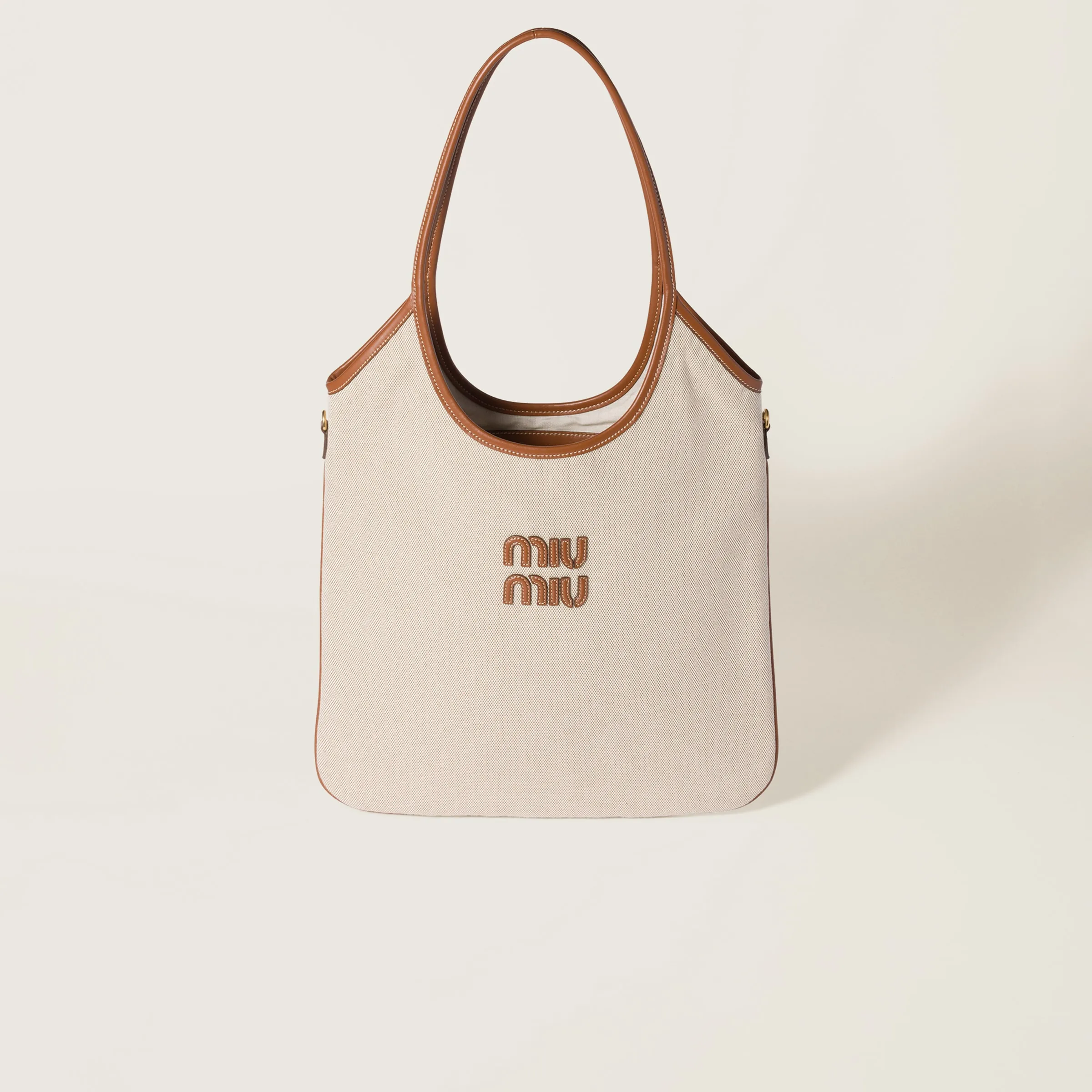 Canvas & Leather Tote — Beige sable