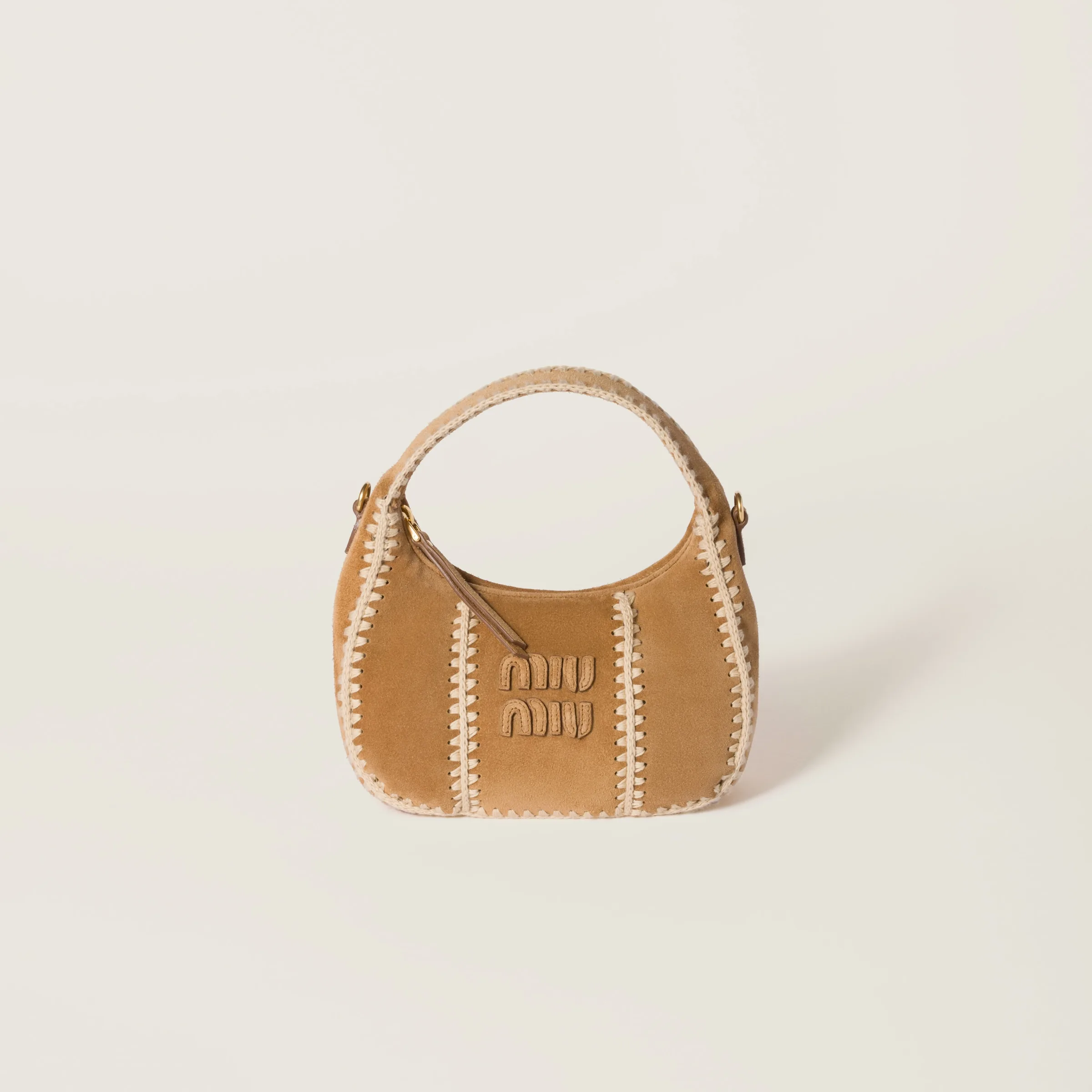 Suede & Crochet Hobo — Cognac chocolat