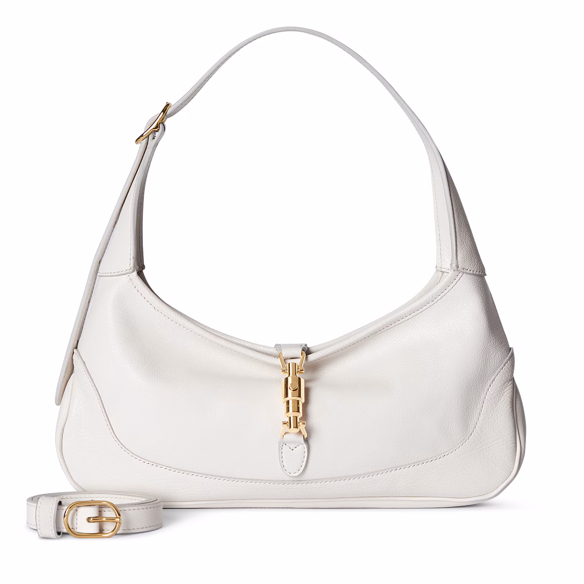 Sac à épaule Jackie Slim format moyen — cuir blanc