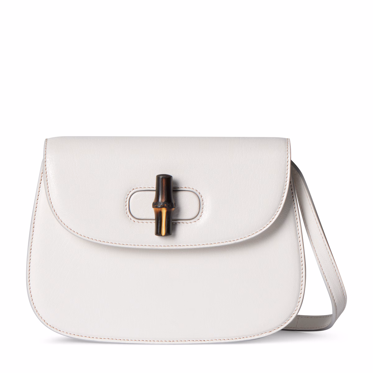 Mini sac avec bambou — cuir blanc