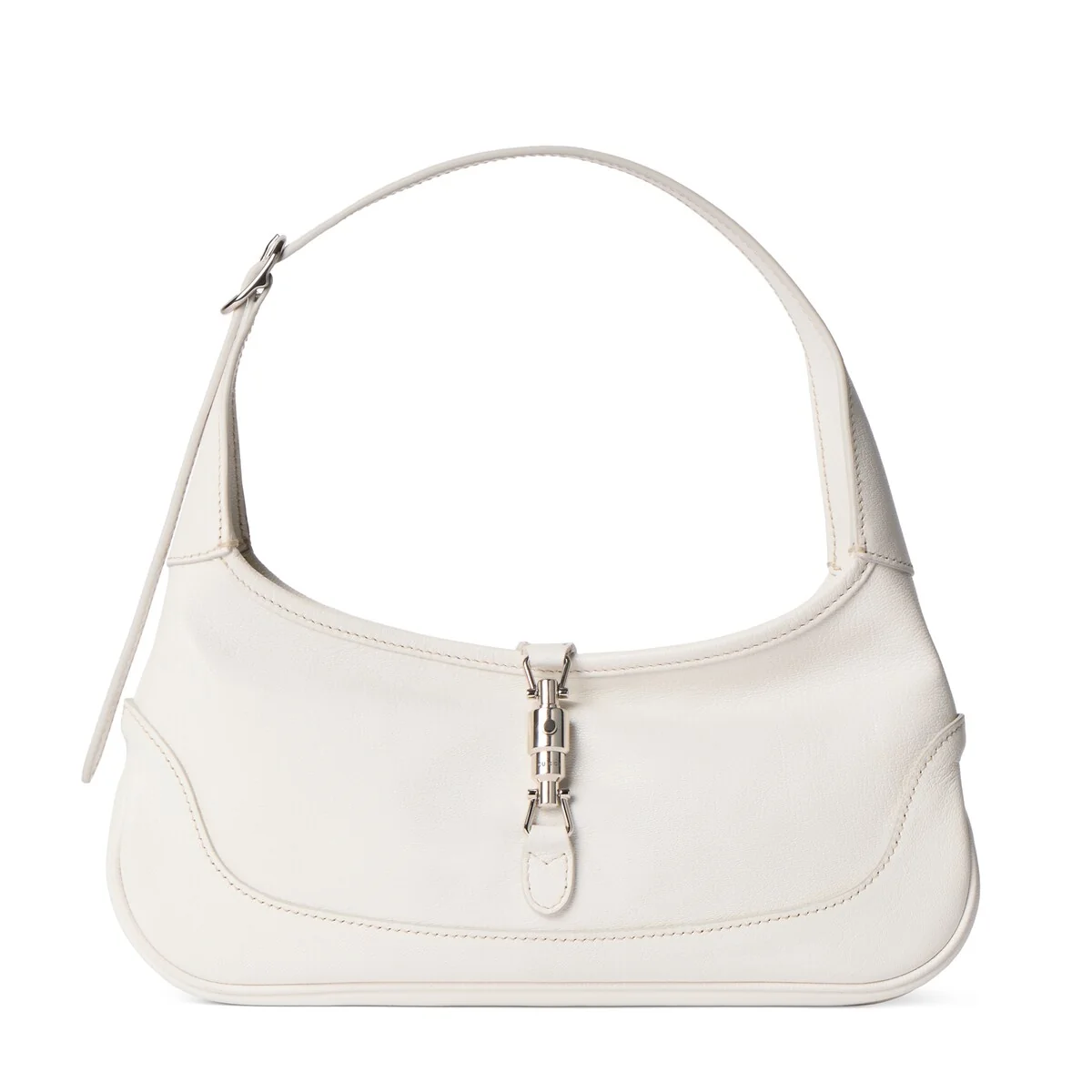 Sac à épaule Jackie Slim format moyen — cuir blanc