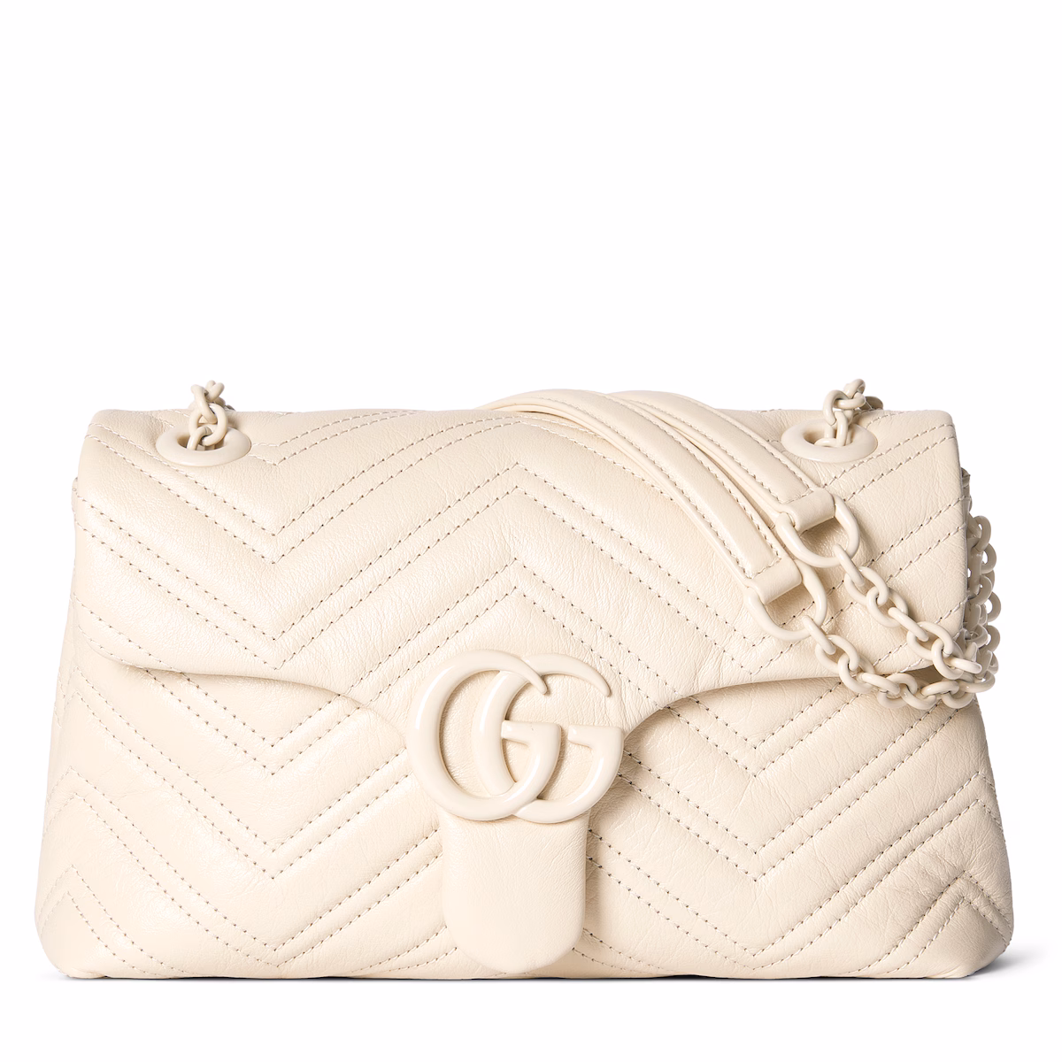 Sac à épaule GG Marmont petit format — cuir ivoire