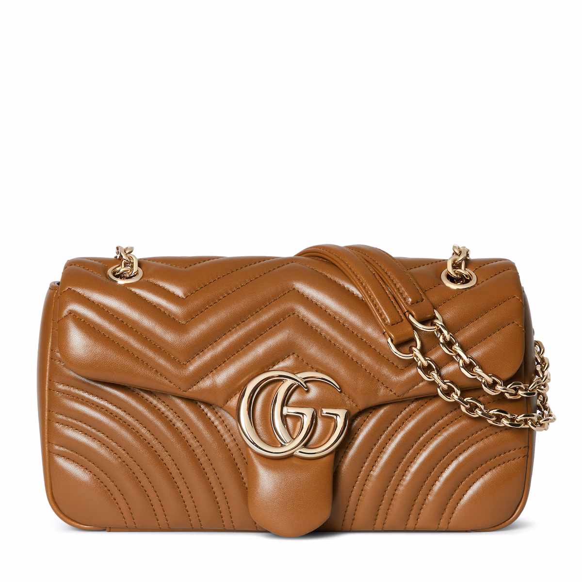 Sac à épaule GG Marmont moyen format — cuir marron