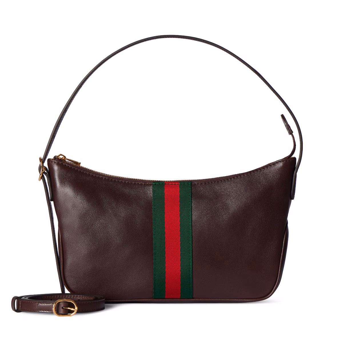 Sac à bandoulière Lunetta petit format — cuir marron foncé