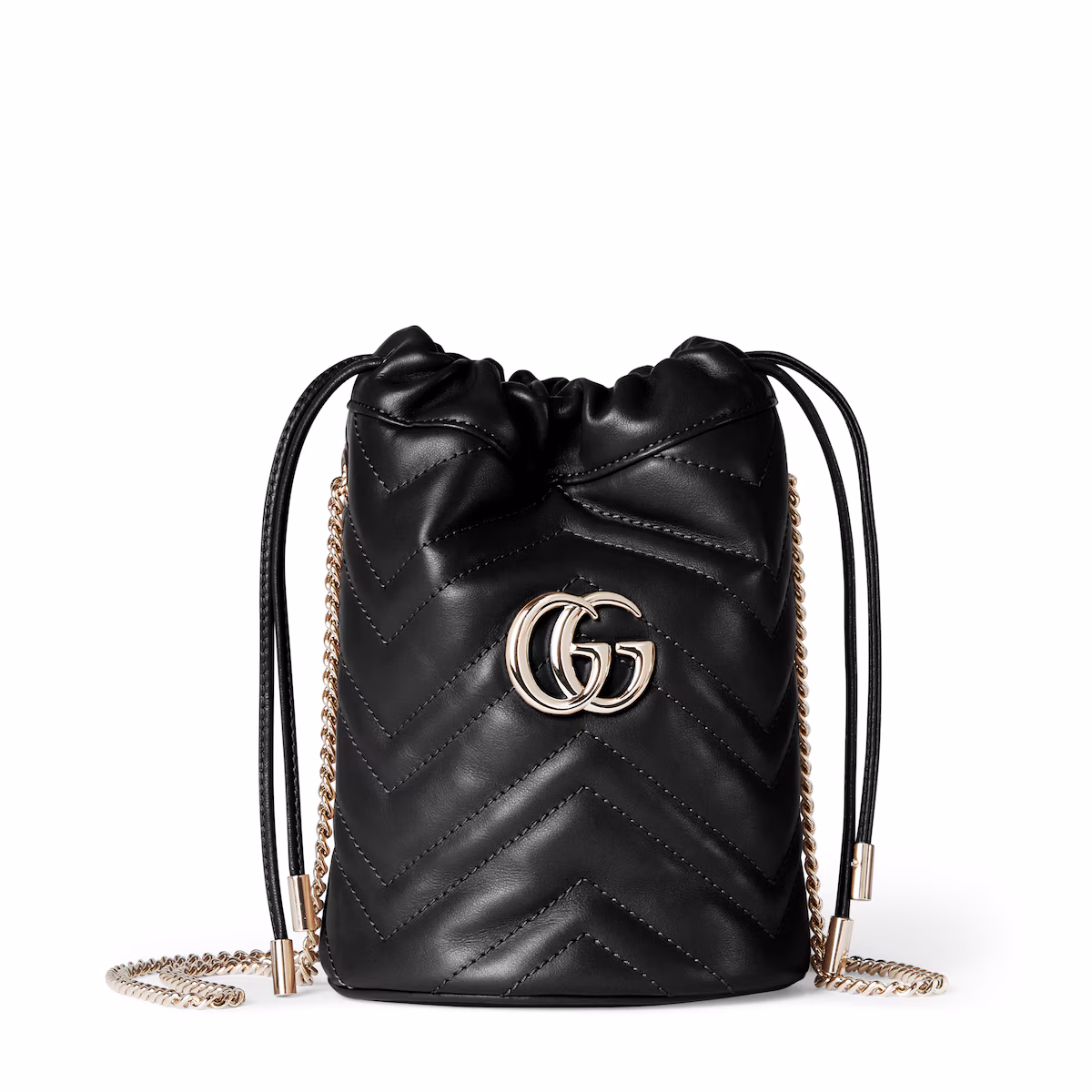 Sac seau GG Marmont petit format — cuir noir