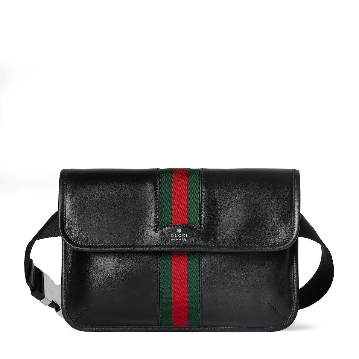 Sac ceinture Web Trademark petit format — cuir noir
