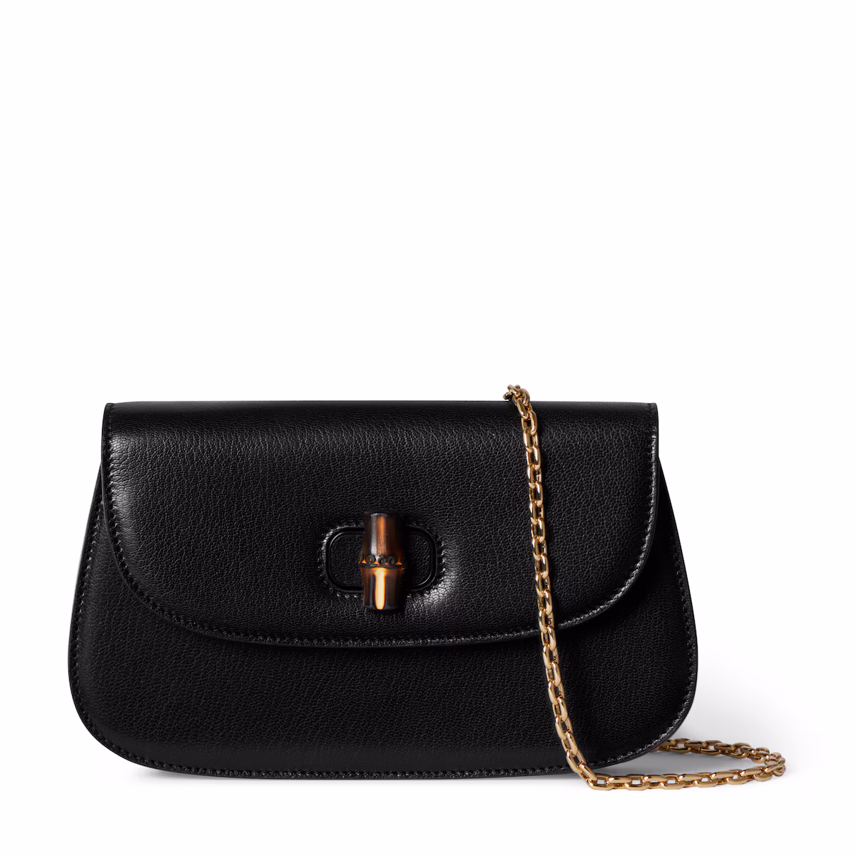 Pochette en bambou — cuir noir