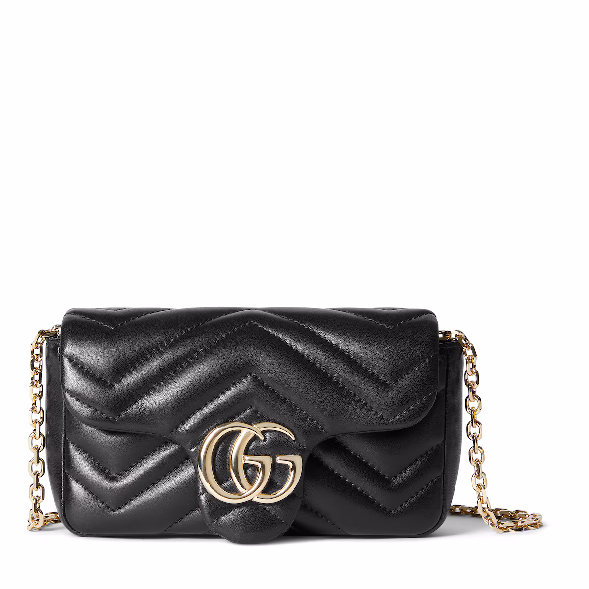 Mini sac à épaule GG Marmont — cuir noir