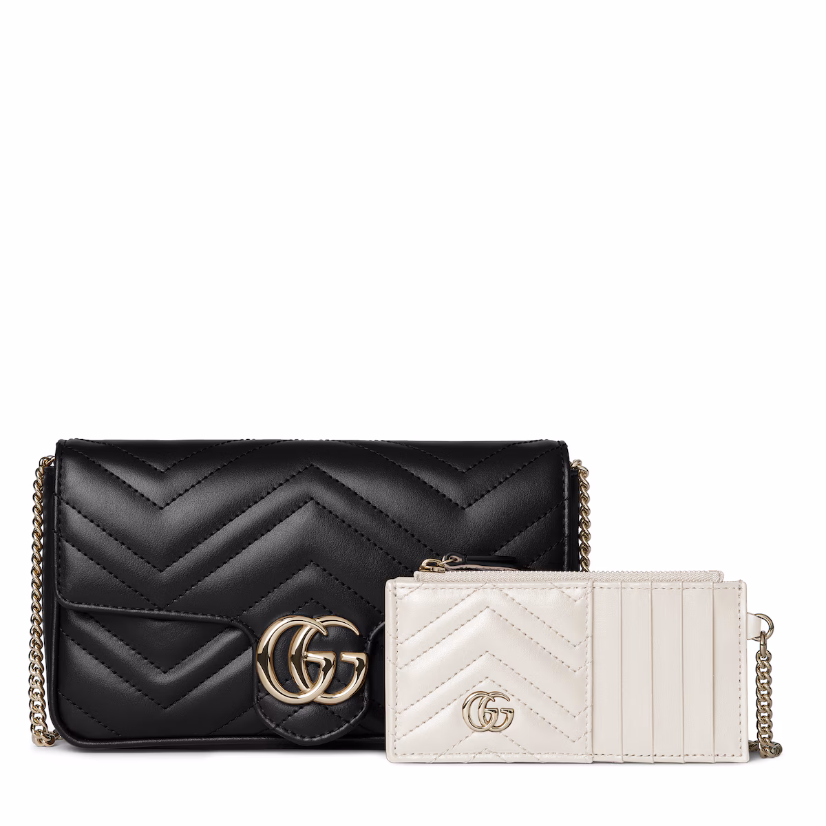 Sac à épaule GG Marmont petit format — cuir noir