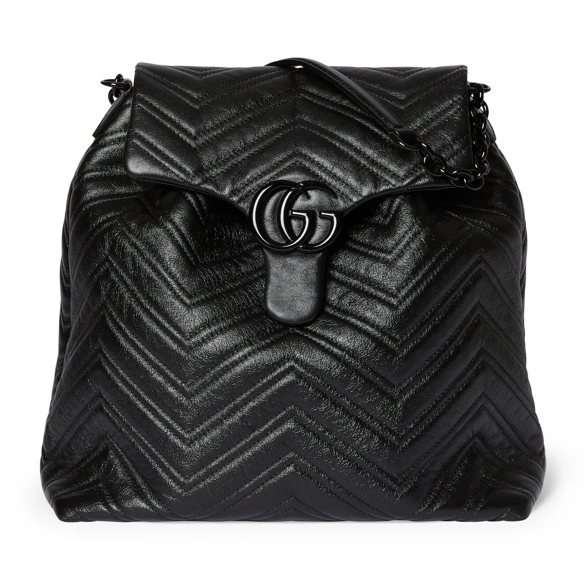 Sac à dos GG Marmont moyen format — cuir noir