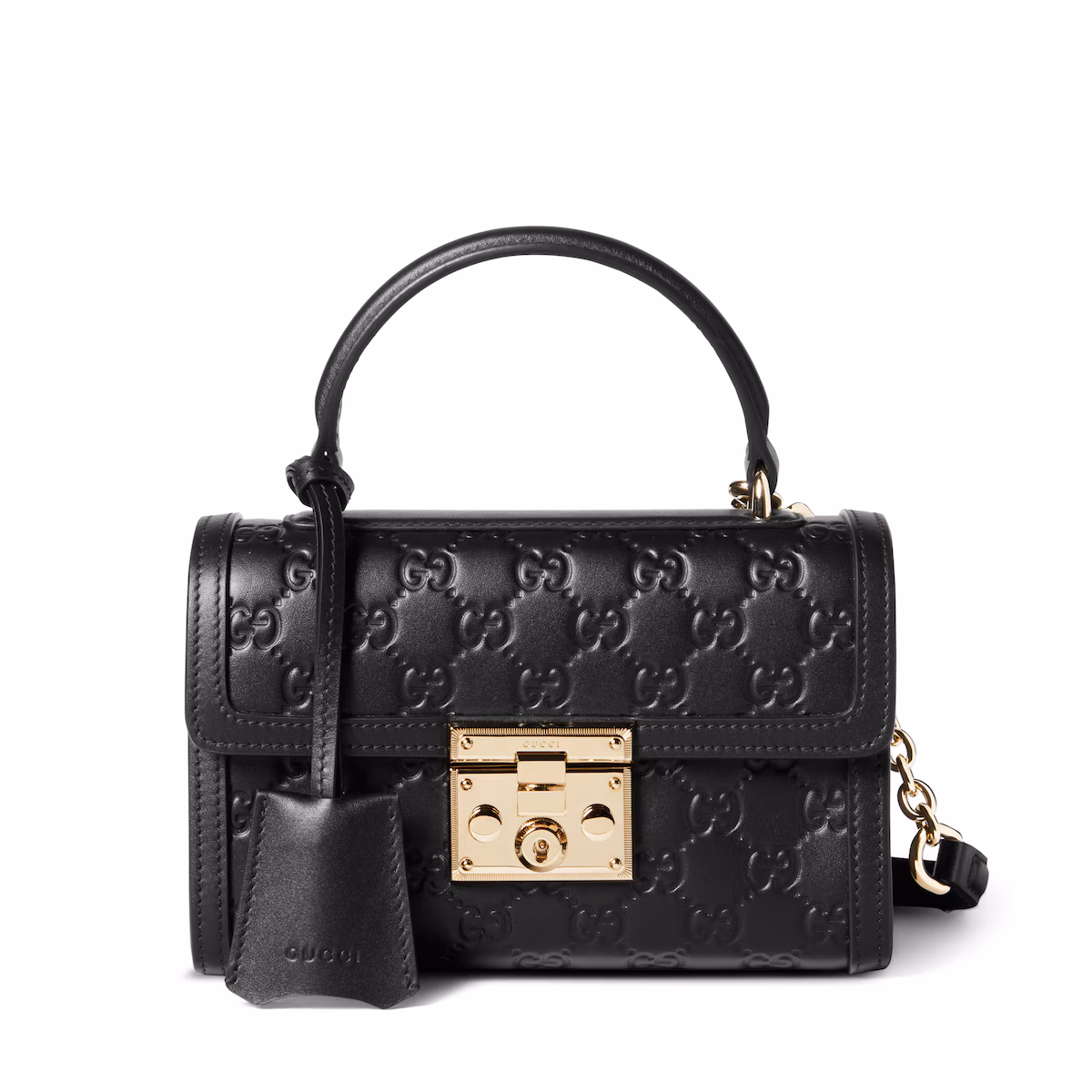 Sac à main Padlock petit format — cuir noir GG