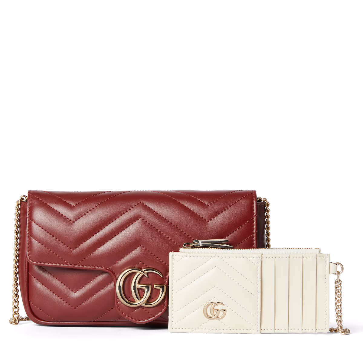 Sac à épaule GG Marmont petit format — Cuir rouge Rosso Ancora
