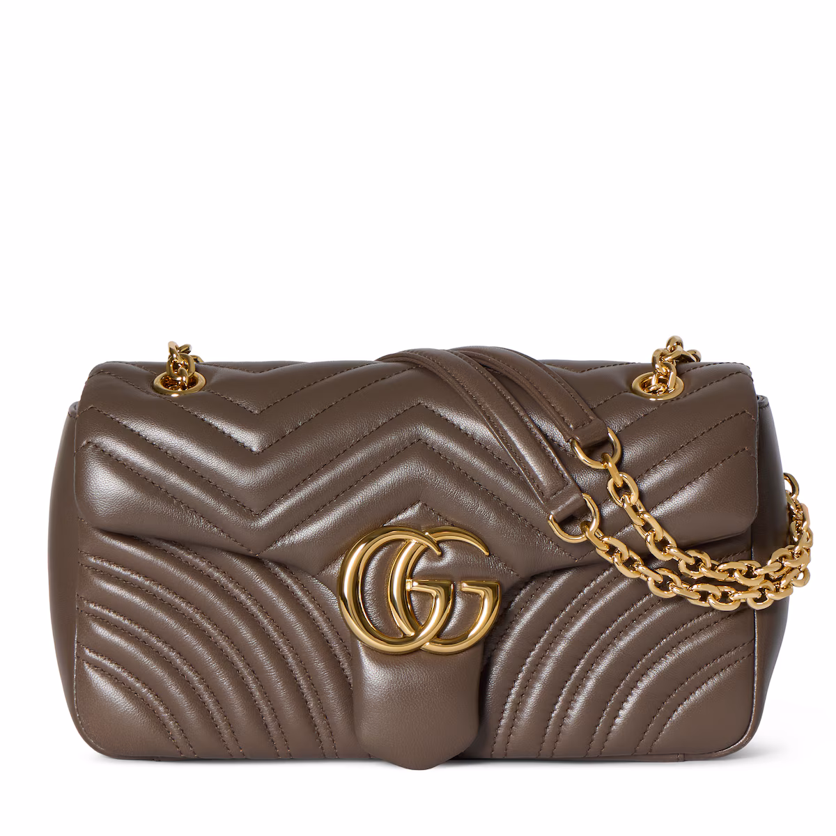 Sac à épaule GG Marmont moyen format — cuir taupe foncé