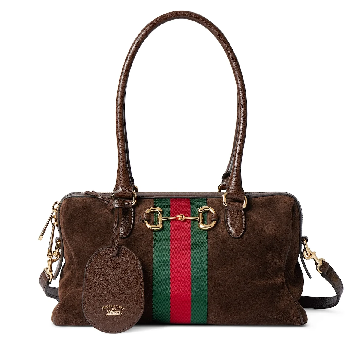 Sac Boston Borsetto moyen format — daim marron foncé