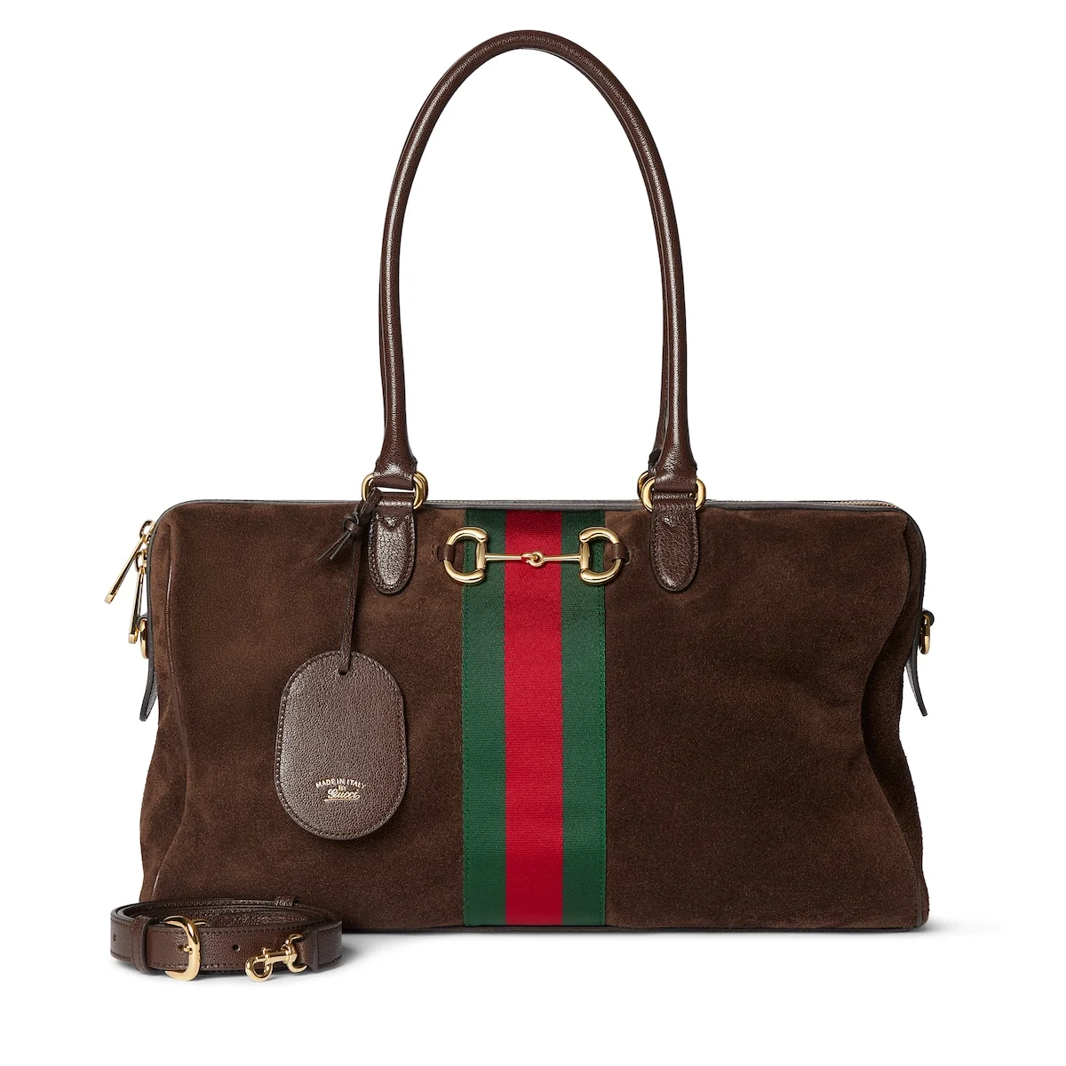 Sac Boston Borsetto grand format — daim marron foncé