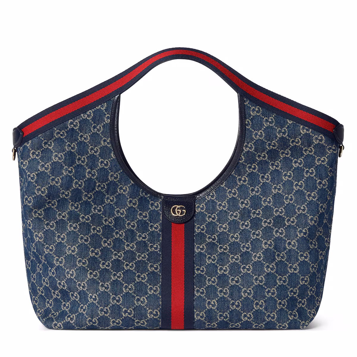 Cabas Gucci Giglio grand format — Denim GG bleu et blanc