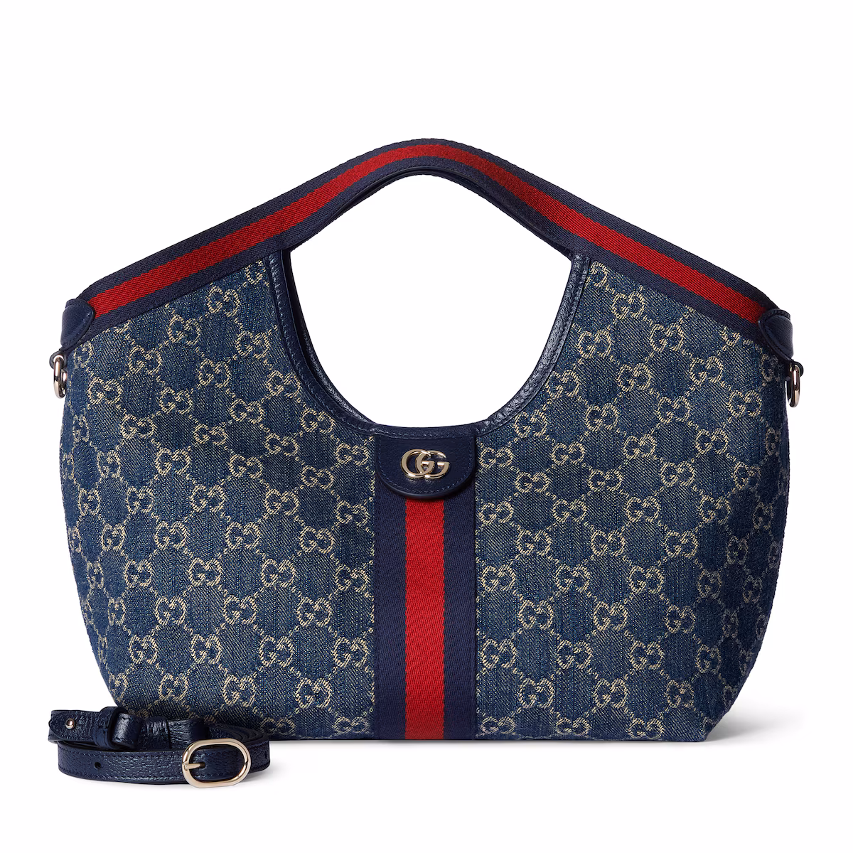 Cabas Gucci Giglio petit format — Denim GG bleu et blanc