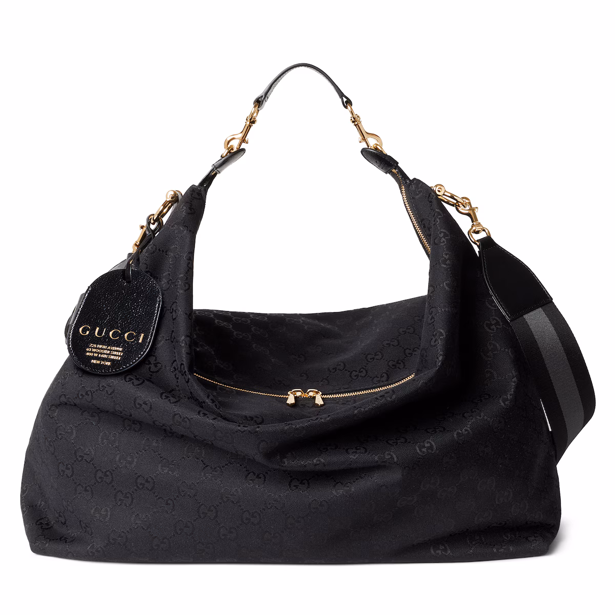 Sac à bandoulière Brera grand format — gris et noir toile GG