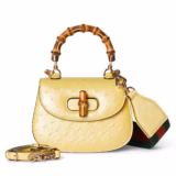 Mini sac à main Gucci Bamboo 1947 en autruche