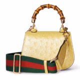 Mini sac à main Gucci Bamboo 1947 en autruche