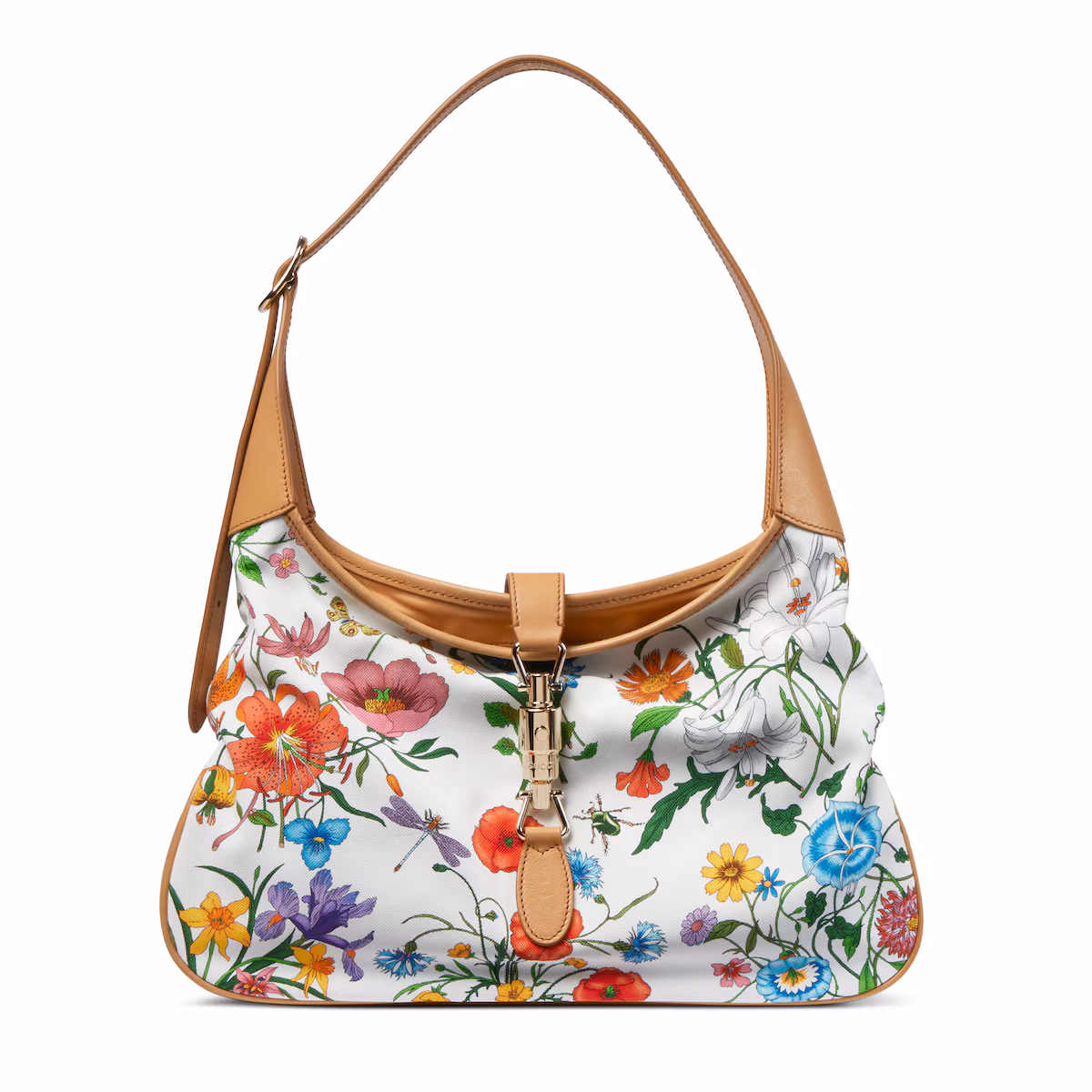 Sac à épaule Gucci Jackie 1961 moyen format — nylon blanc et multicolore