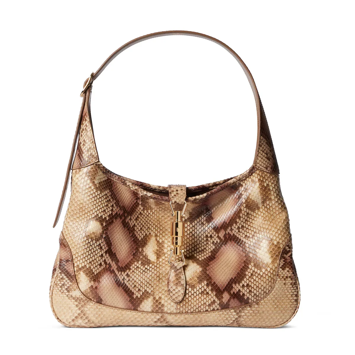 Sac à épaule Gucci Jackie 1961 moyen format — python marron clair