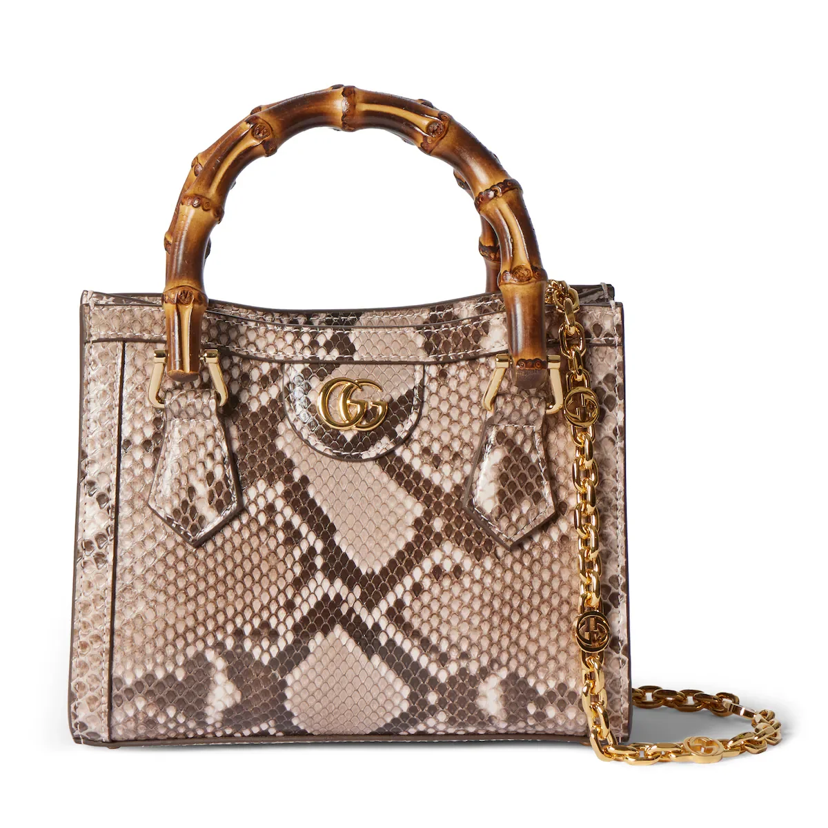 Cabas Gucci Diana petit format en cuir python — rose