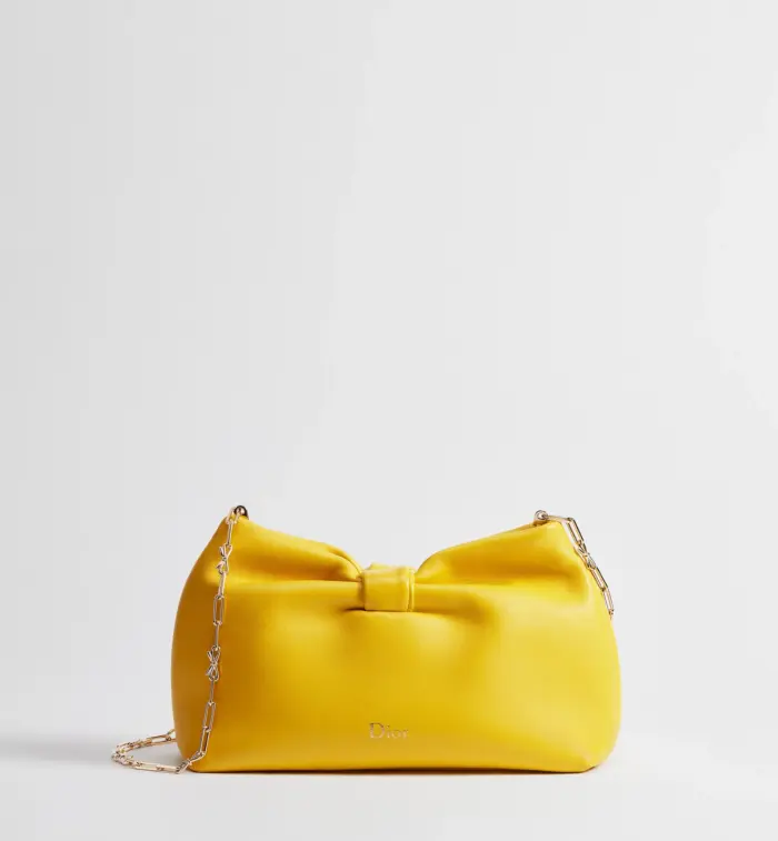Dior Bow Small Agneau Cuir D'Agneau Buttercup