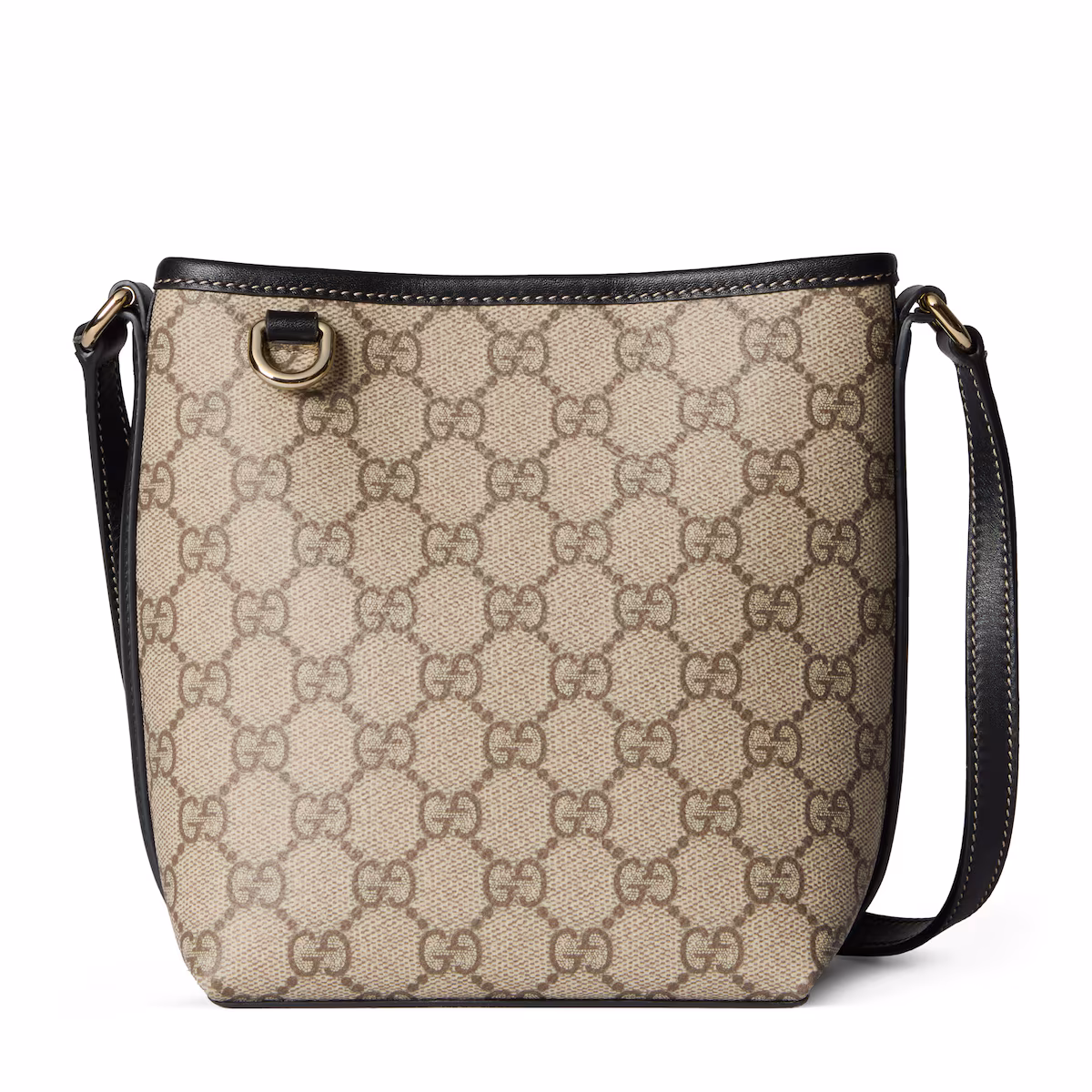 Sac seau GG Emblem format nano — tissu beige et marron foncé