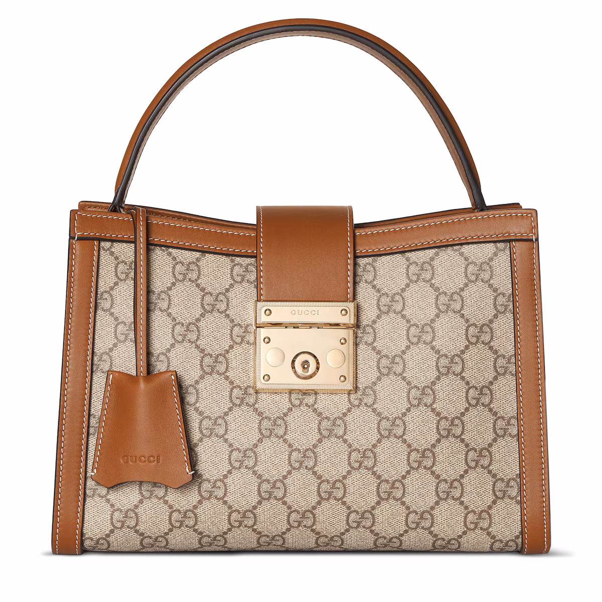 Sac à main Padlock moyen format — tissu GG beige et marron