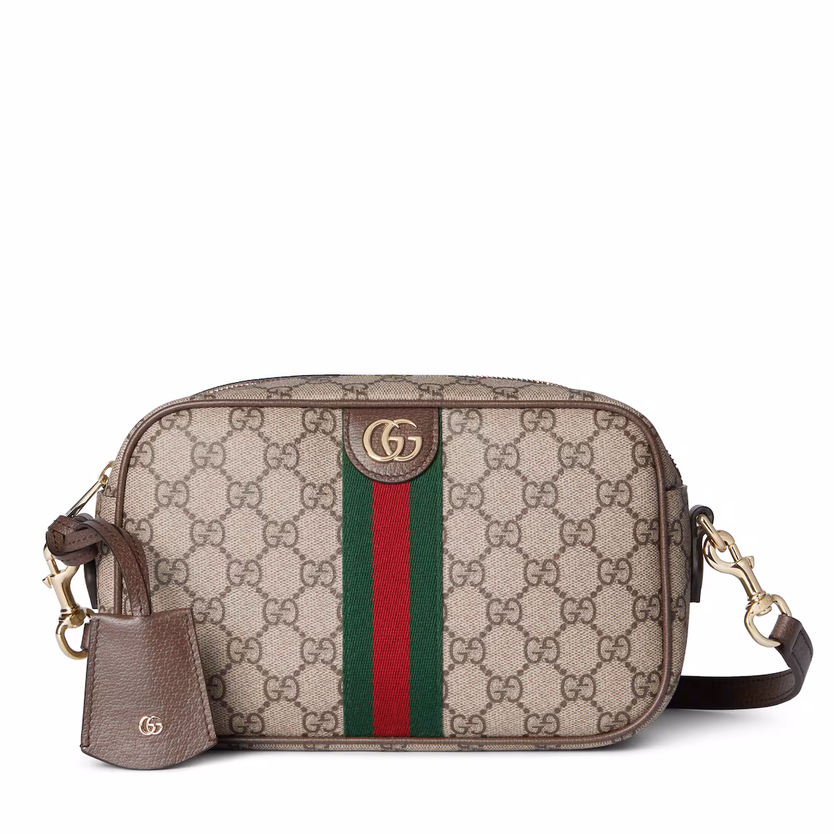 Sac pour appareil photo Ophidia petit format — tissu GG beige et marron
