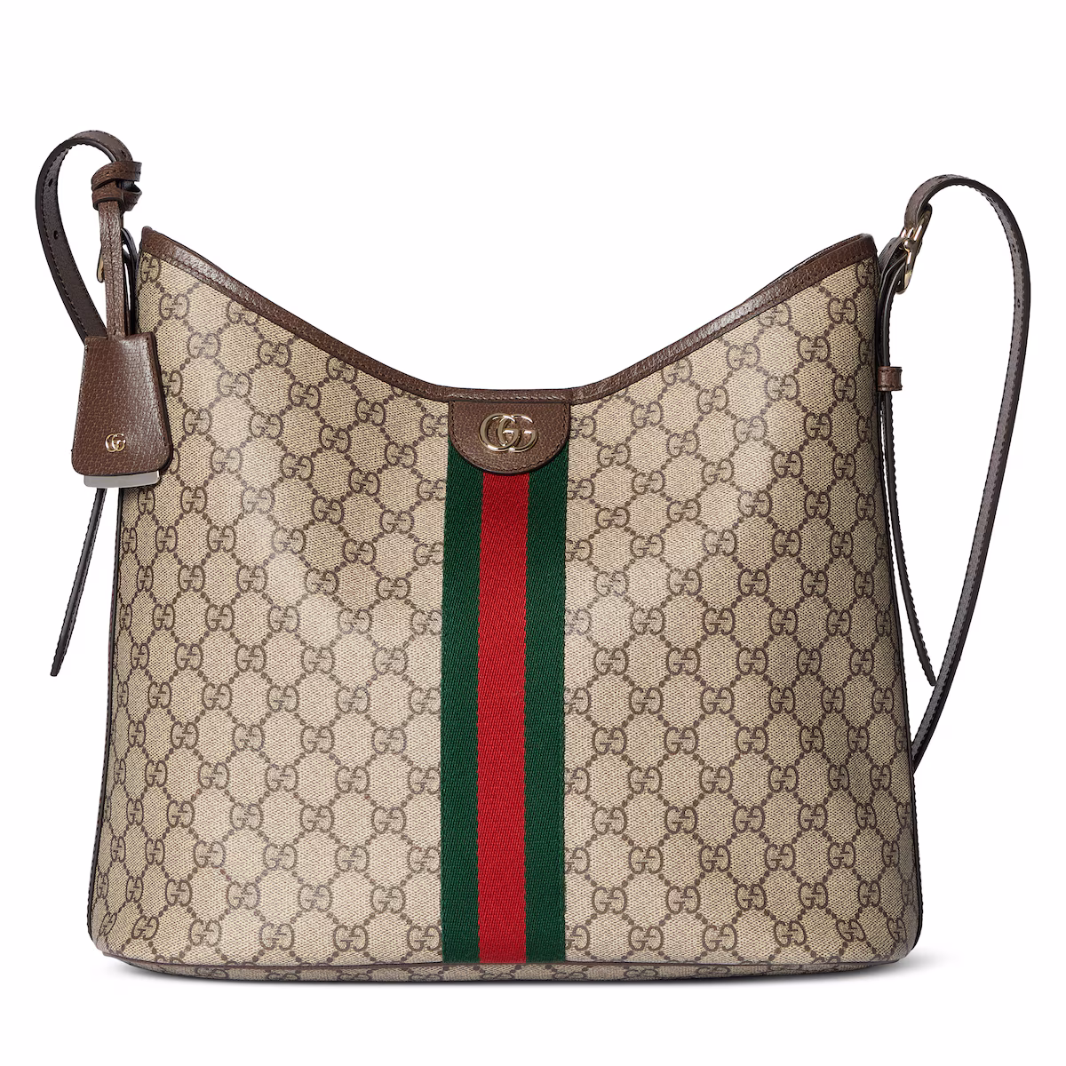 Sac à épaule Ophidia grand format — tissu GG beige et marron