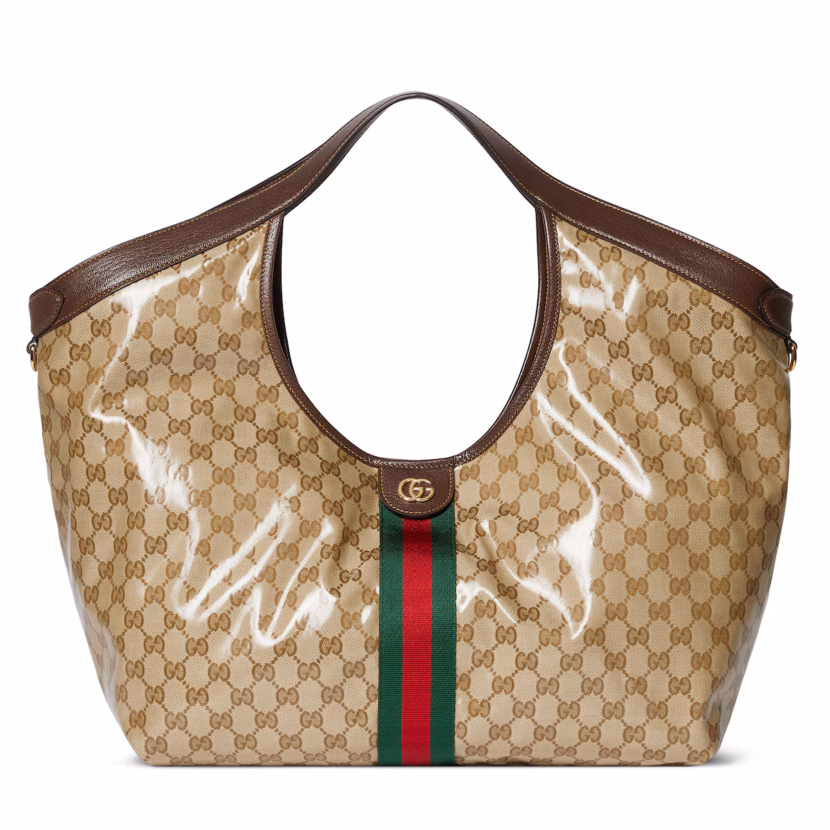 Cabas Gucci Giglio grand format — tissu GG sable et marron