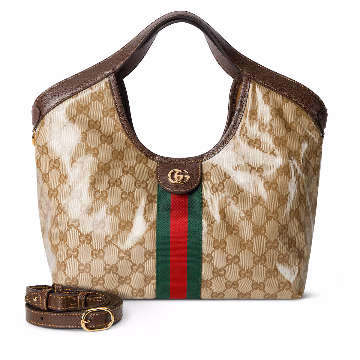 Cabas Gucci Giglio petit format — tissu GG sable et marron