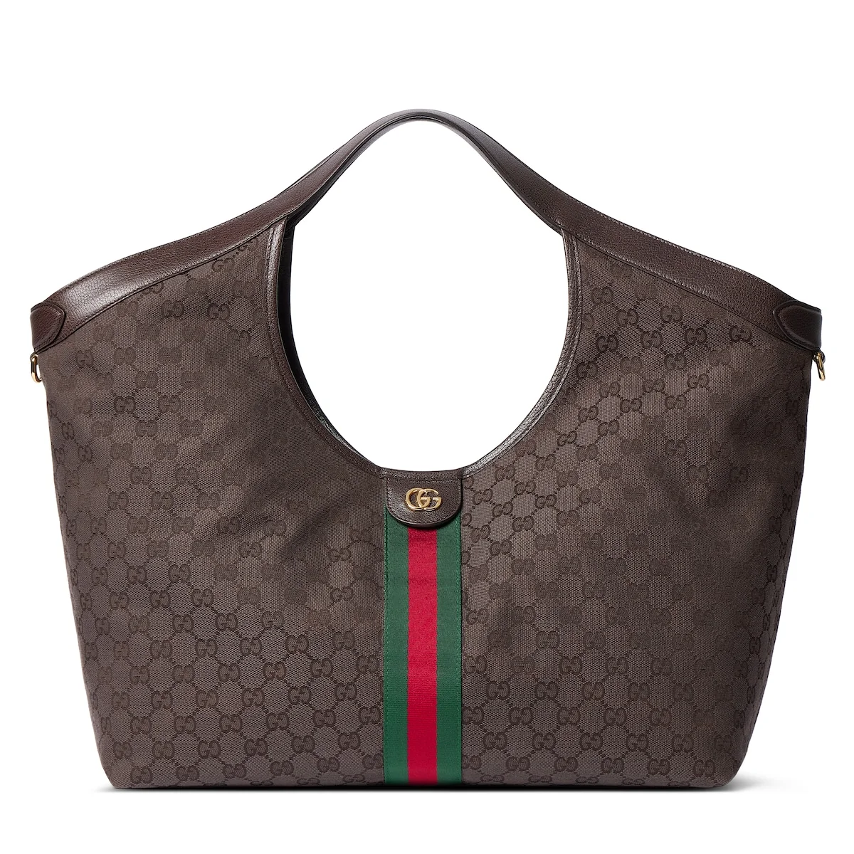Cabas Gucci Giglio grand format — toile GG marron foncé