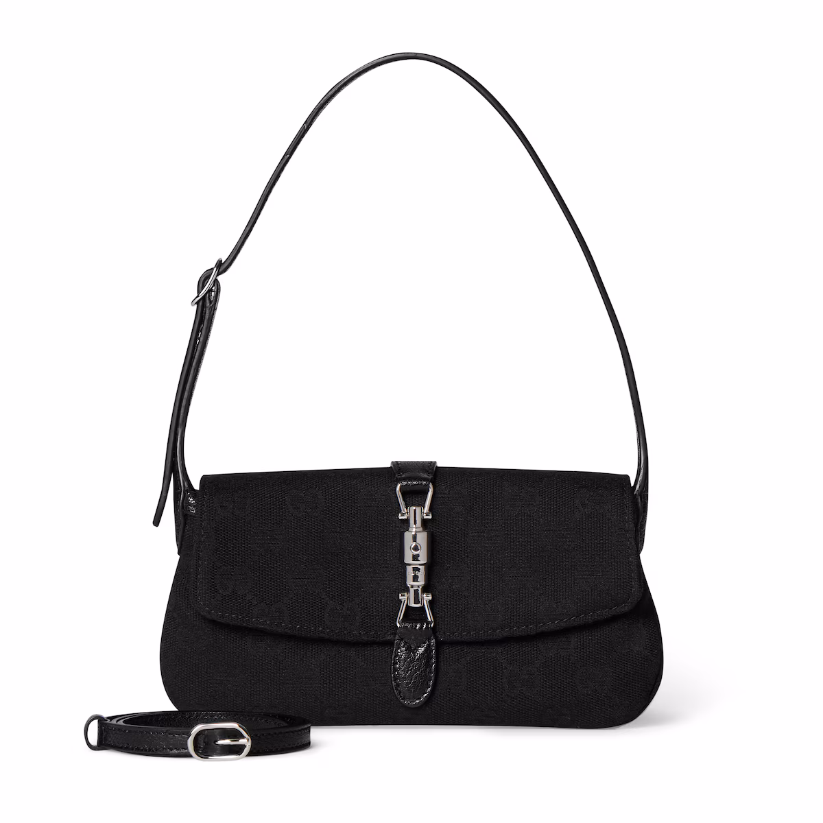 Sac à épaule Gucci Jackie petit format — toile GG noire