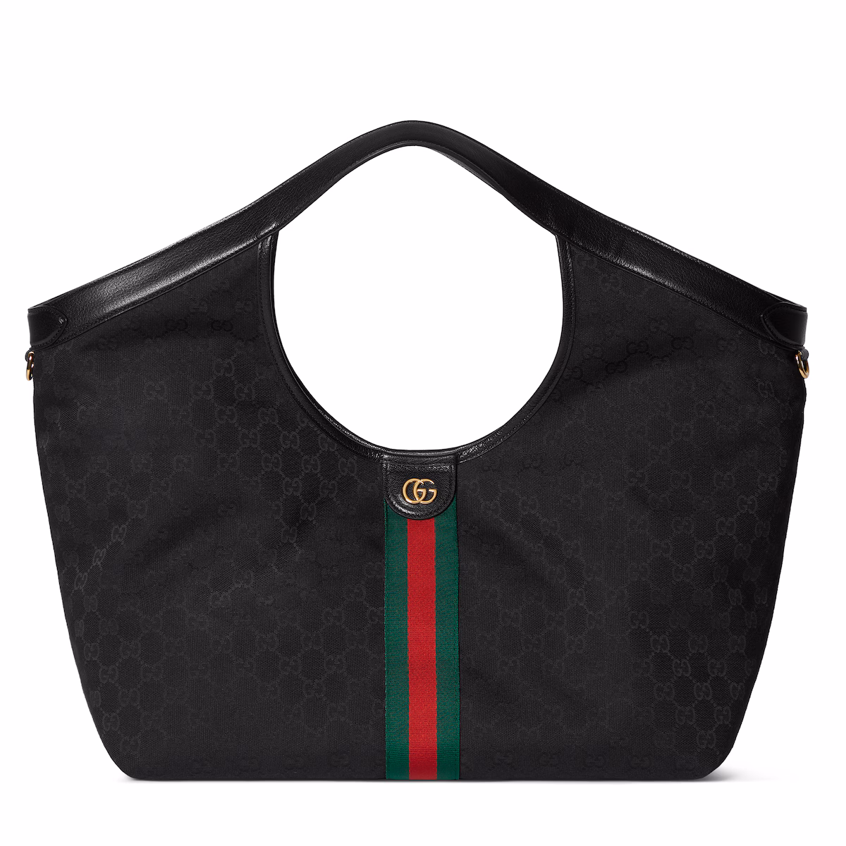 Cabas Gucci Giglio grand format — toile GG noire