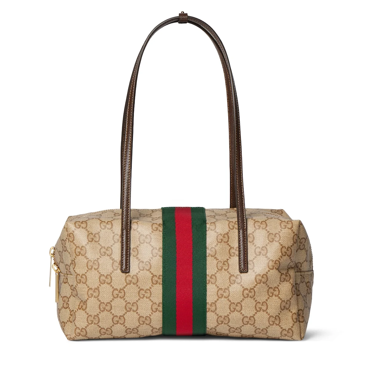 Sac boston Gucci Melrose moyen format — toile GG sable et marron