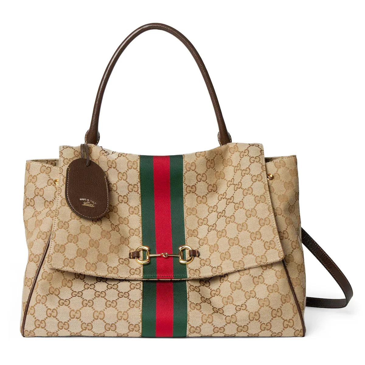 Sac à main Paparazzo grand format — toile GG sable et marron