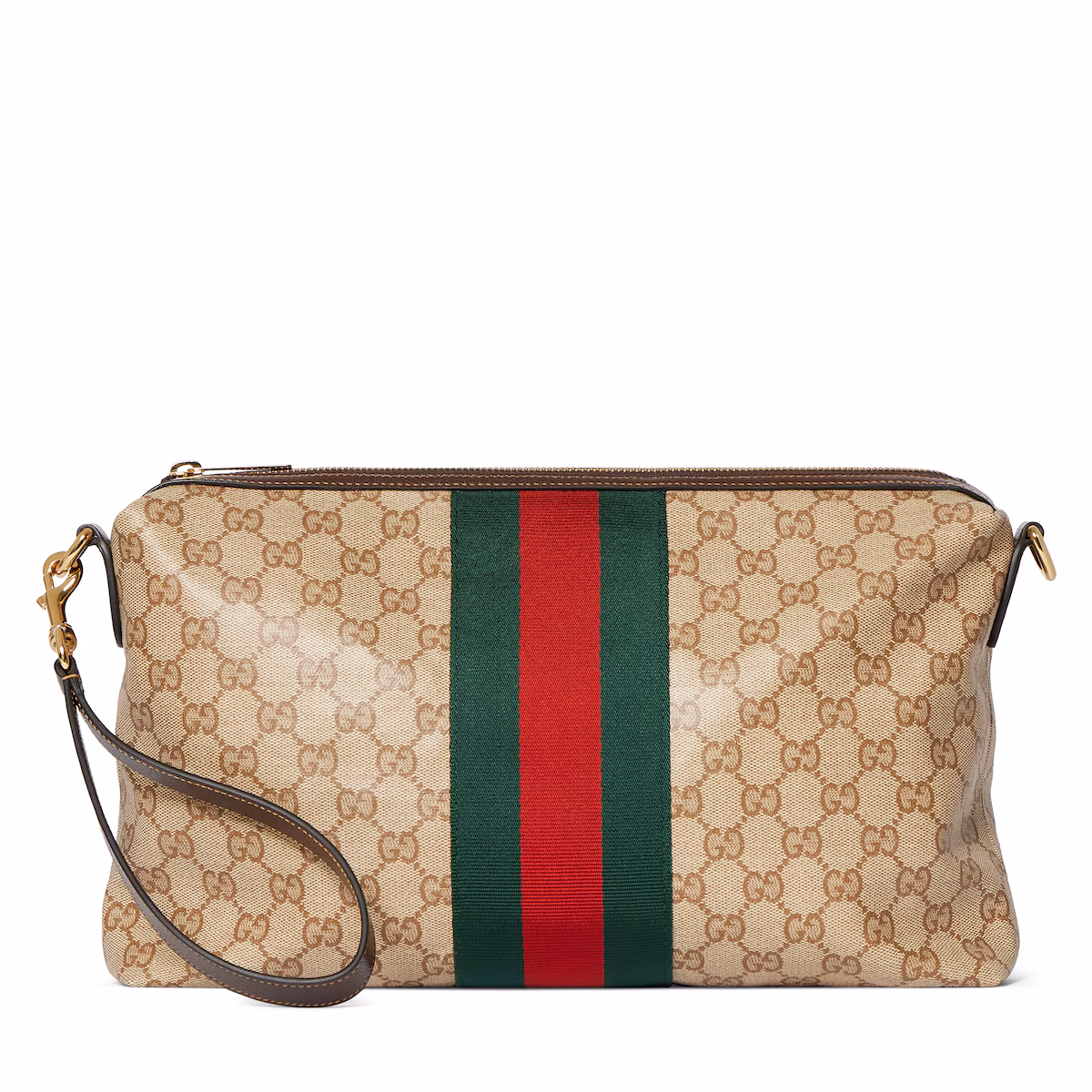 Sac à bandoulière GG moyen format avec Web — toile GG sable et marron