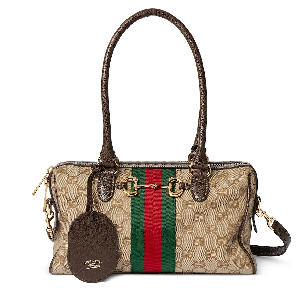 Sac Boston Borsetto moyen format — toile GG sable et marron