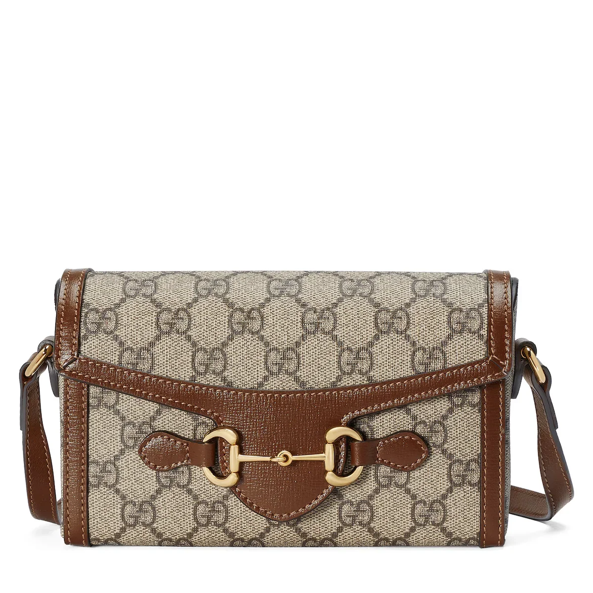 Sac Gucci Horsebit 1955 mini format — toile GG Supreme beige et ébène