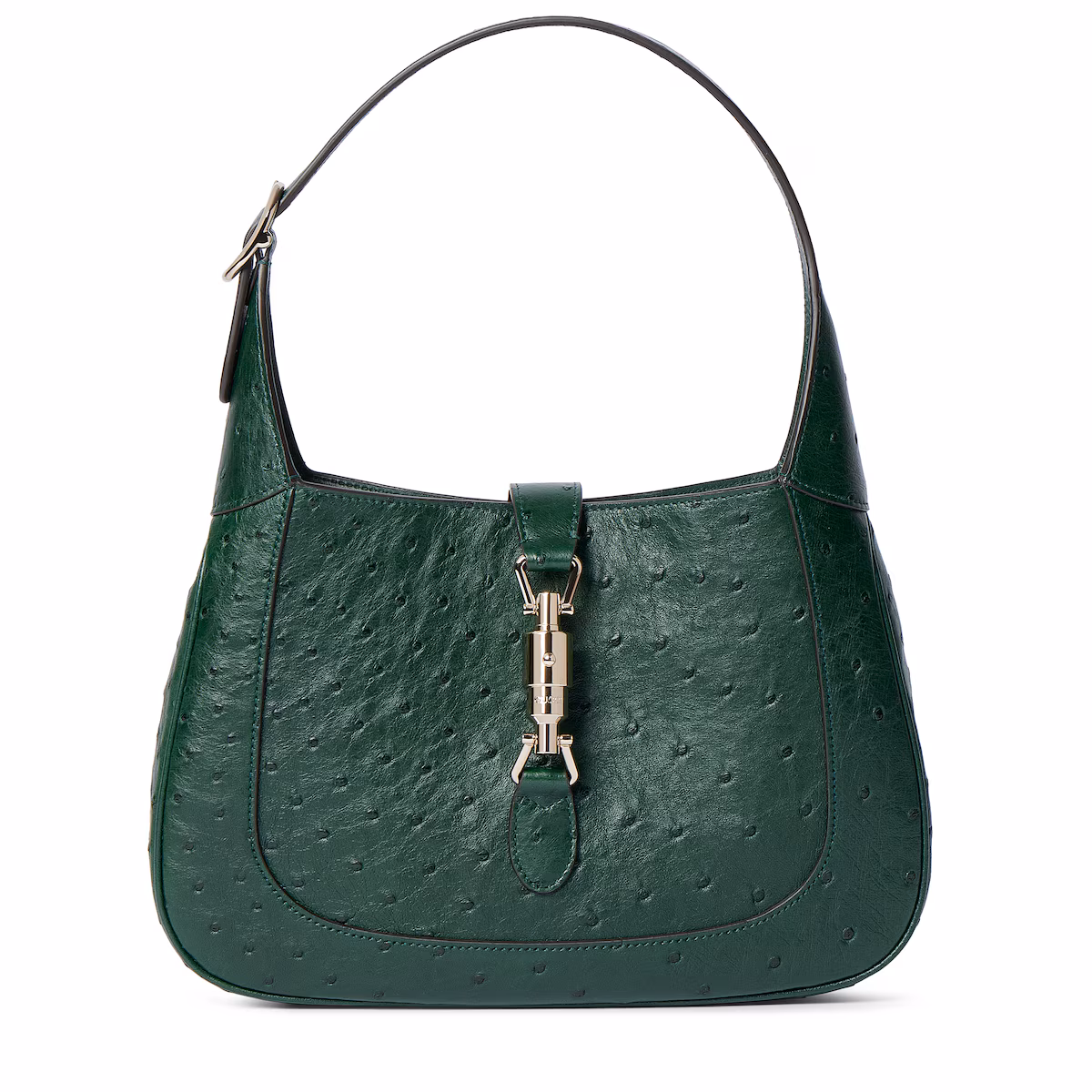 Sac Gucci Jackie 1961 moyen format en cuir d’autruche — vert